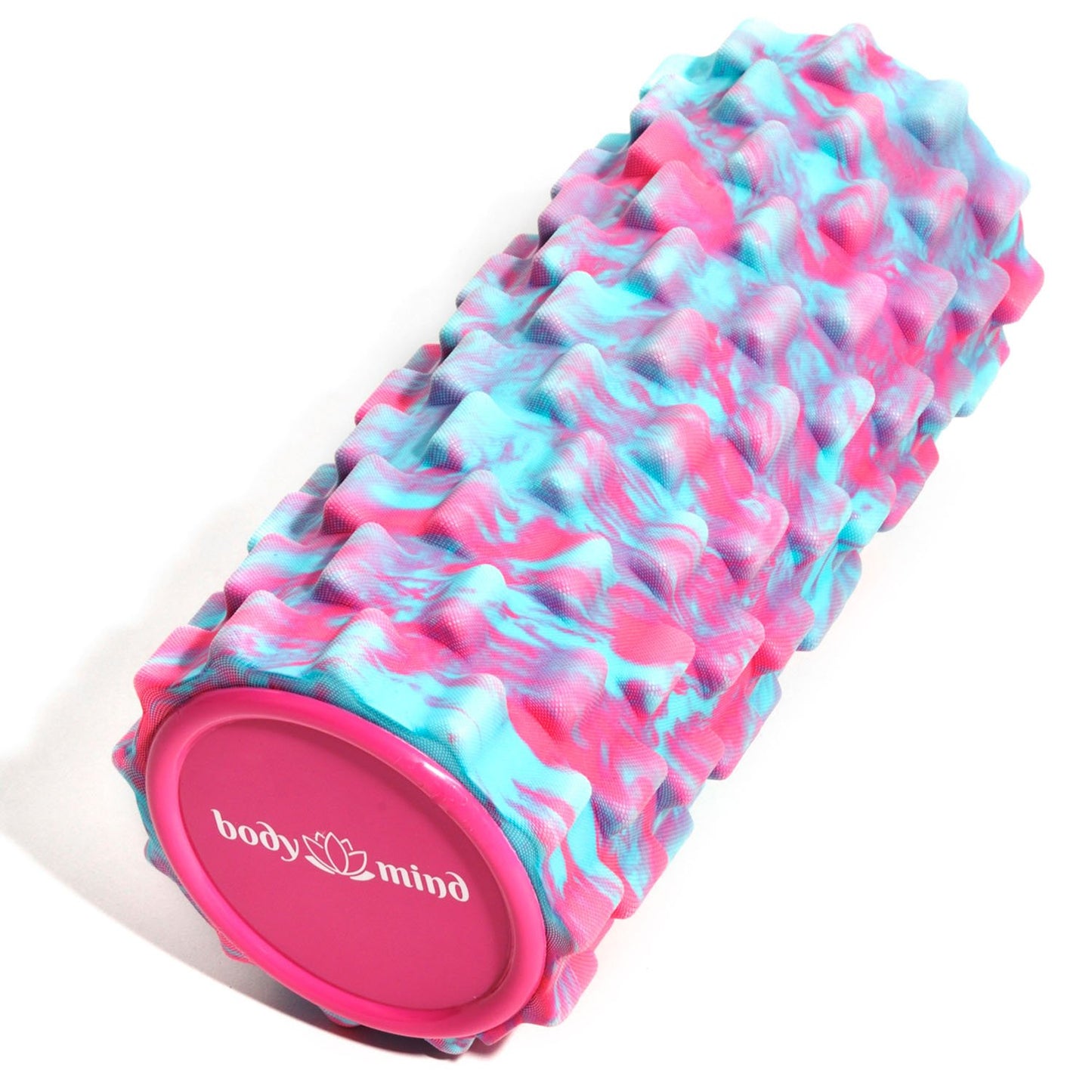 Body & Mind® Fascia Roller Massage Roller Fitness Roller Sports Roller Therapy Roller; Fascia training for upper body, neck, back, legs, calves & all other muscle groups; 33 x 14.5 cm; Pink-Blue