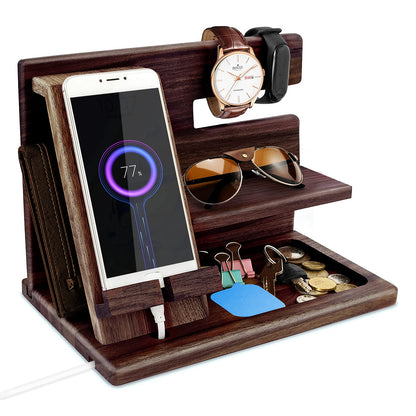Gifts for men birthday Wooden phone docking station Watches Wallets Nightstand organizer Christmas men's gift, birthday gifts for men or father Desk organizer Wood