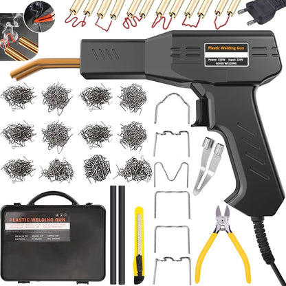 2-in-1 plastic welding machine, 150W plastic welding tool, plastic repair kit for car & motorcycle bumpers, welding kit with 800 pieces of welding nails (6 models)