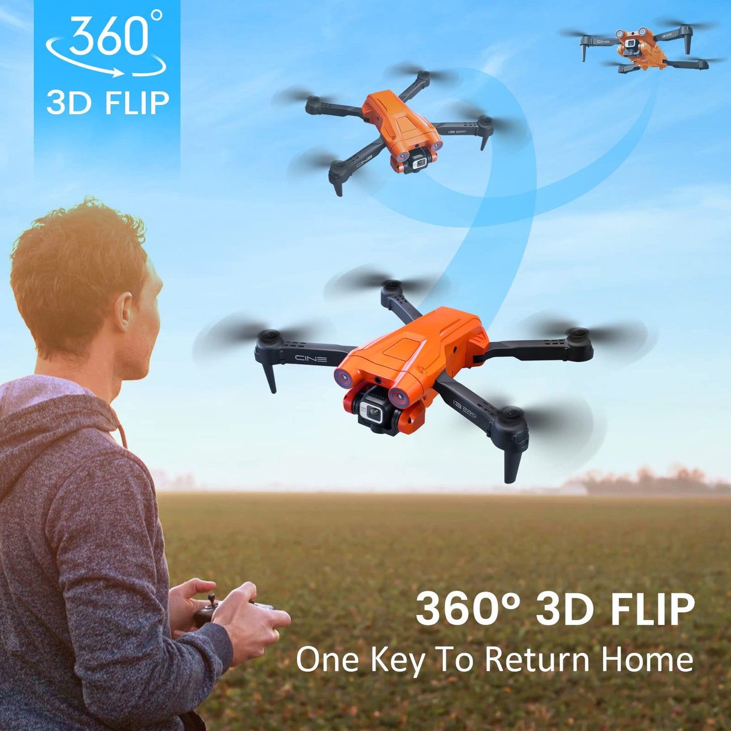 Mingfuxin Foldable Drone with Camera for Beginners, RC Quadcopter Drone with App WIFI FPV Live Video, Altitude Hold, Headless Mode One-Key Take-off Landing for Adults Kids