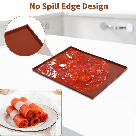 4 Pcs Silicone Dehydrator Sheets Non-Stick Drying Mat for Dehydrator with Scraper, Reusable Food Fruit Dehydrator Liners for Fruit Leather Baking Mat for Fruit Dryer, BPA Free