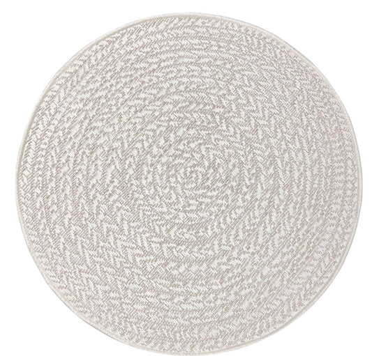 Mia's Carpets Soil - weatherproof indoor and outdoor carpet in natural jute look, suitable for terrace and garden, approx. 160 cm round.