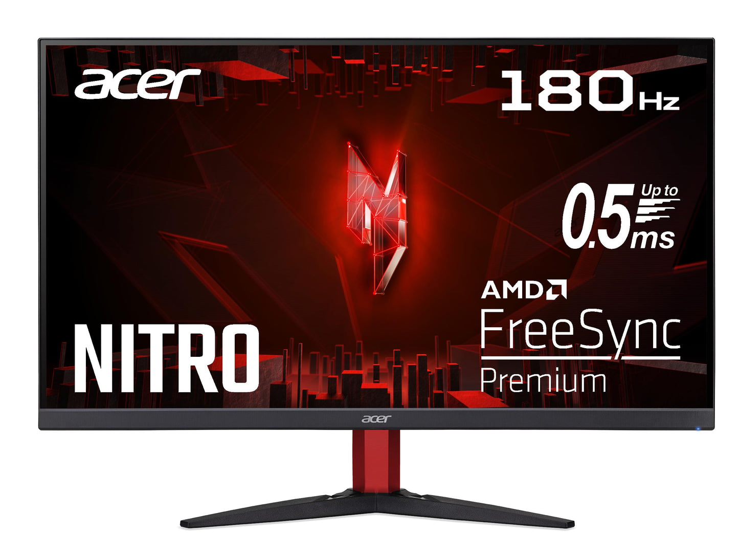 Acer Nitro KG272S3 Gaming Monitor, 27-inch Full HD screen with 180Hz refresh rate and up to 0.5ms response time. Features 2x HDMI 2.0, DP 1.2, and FreeSync Premium technology in black. Model number UM.HX2EE.301.