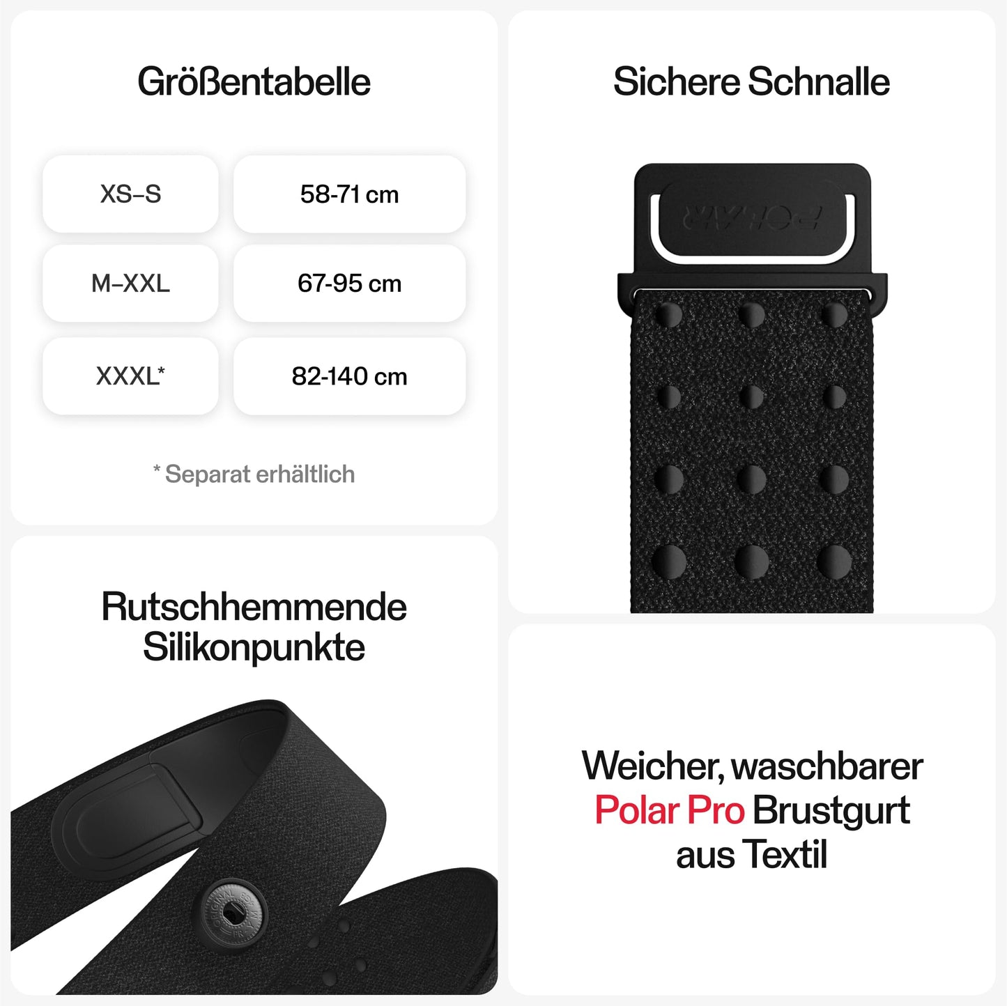 Polar H10 Heart Rate Sensor, ANT+, Bluetooth, ECG, Waterproof Heart Rate Sensor with Chest Strap, Gray-Black, M-XXL