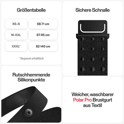 Polar H10 Heart Rate Sensor, ANT+, Bluetooth, ECG, Waterproof Heart Rate Sensor with Chest Strap, Gray-Black, M-XXL