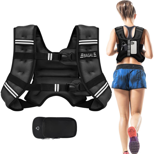 BAGAIL Weighted Vest for Strength Training, Adjustable Chest Size, Convenient Pocket, Weighted with Iron Sand, Perfect for Gym Workouts, Yoga, & Aerobics, Black