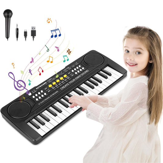 m zimoon Keyboard for Kids with Microphone, Portable Multifunctional Kids Keyboard 37 Keys for ages 3 and up, Musical Toy Piano Keyboard Learning Toy Gift for Boys Girls 3 4 5 6 Years