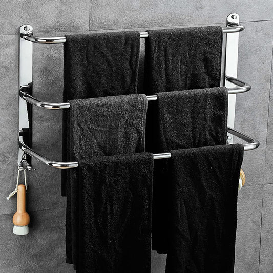 Yeegout No Drill 3-Tier Towel Rack Stainless Steel Towel Holder for Bathroom Kitchen and Toilet, 50cm Silver