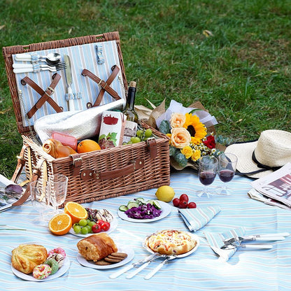 HappyPicnic Wicker Picnic Basket Cutlery Set Picnic Basket Insulated Cooler Bag Picnic Set Basket made of wicker, for camping, outdoor, Christmas
