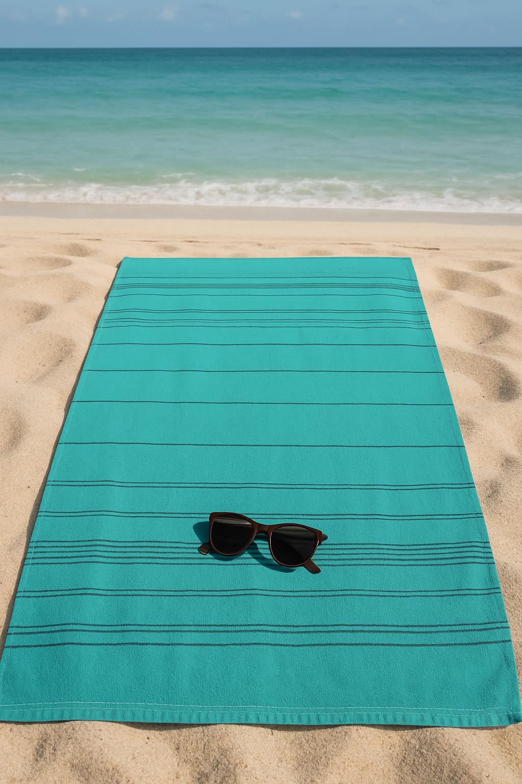 Betz XXL bath towel - large beach towel - sauna towel made of 100% cotton - sun lounger towel - 90x180 cm - Lines - color turquoise