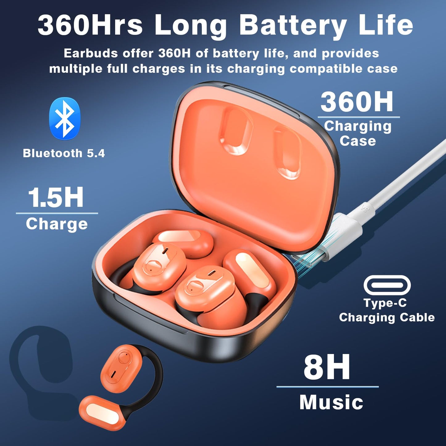 AI headphone translator, 2025 translation headphones, 144+ language headphone translator in real time with app, Bluetooth translation earphones for iOS and Android, travel and business (Orange)