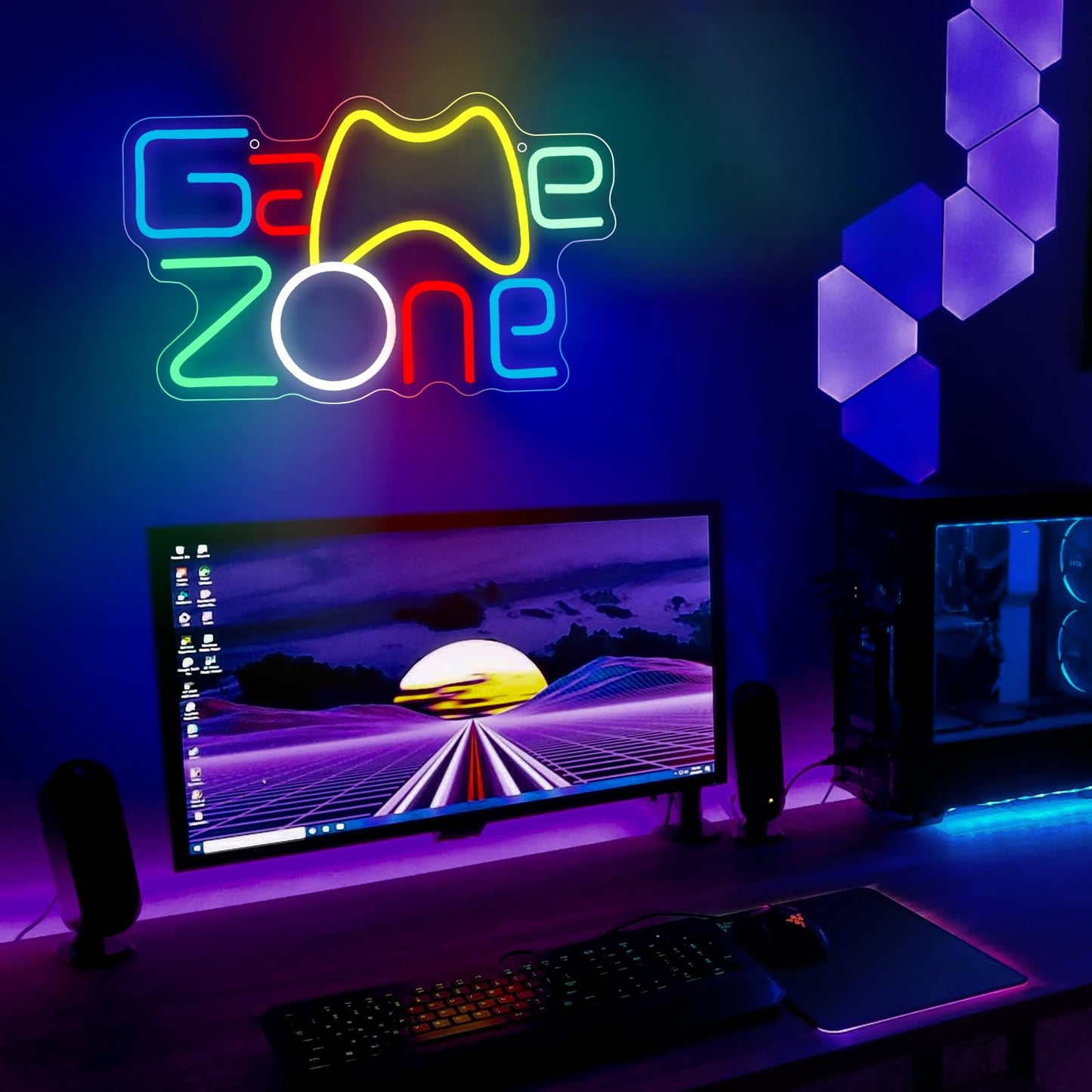 Neon light sign, game neon sign for game zone gaming. Neon sign light decoration for game room, bar, party, children's room. Perfect gift for boys.