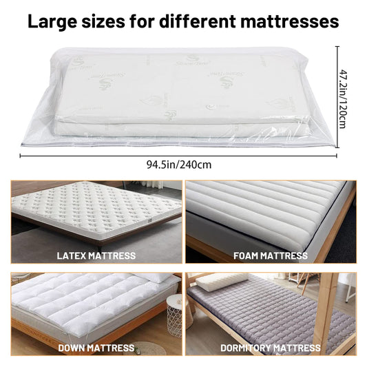 Vacuum bags for mattresses and duvets, 2 pieces 240x120 cm vacuum storage bags for mattresses, clothes, waterproof, sealable, reusable, space-saving, compression mattress.