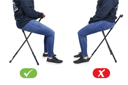 KMINA PRO - Walking Stick with Adjustable Height Seat, Folding Seat, 3 Legs, Chair, Walking Cane