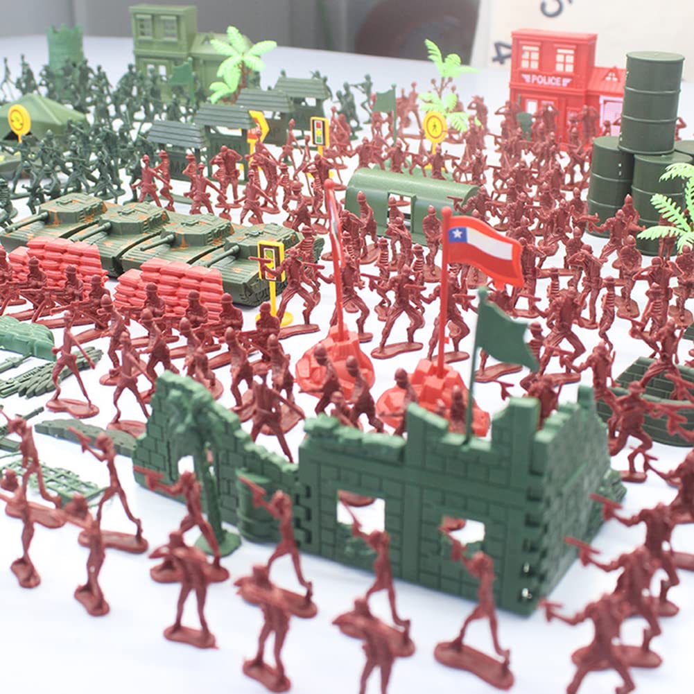 Military model soldier toy army figures set, plastic toy soldiers mini army figures of military plastic army men figures accessories for kids and adults, 330 pieces.