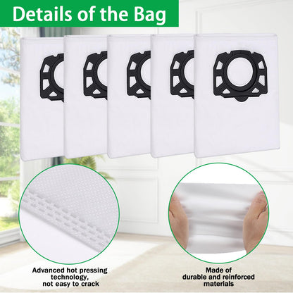 10 dust bags for Kärcher WD2 WD3 WD3.200- WD3.800 M/ KWD1 KWD2 KWD3/ SE4001/SE4002, KFI 357 bags for Kärcher WD3 (Replaces 2.863-314.0)