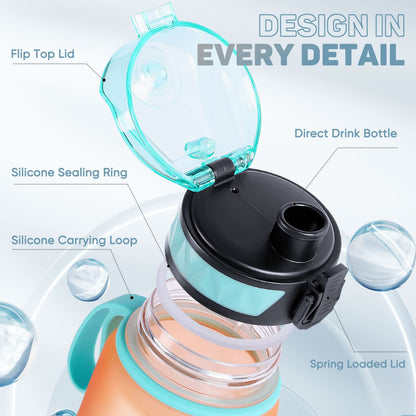 FULDENT 1L sports water bottle, BPA free, with non-slip rubber grip - suitable for biking, outdoor activities, school, gym.