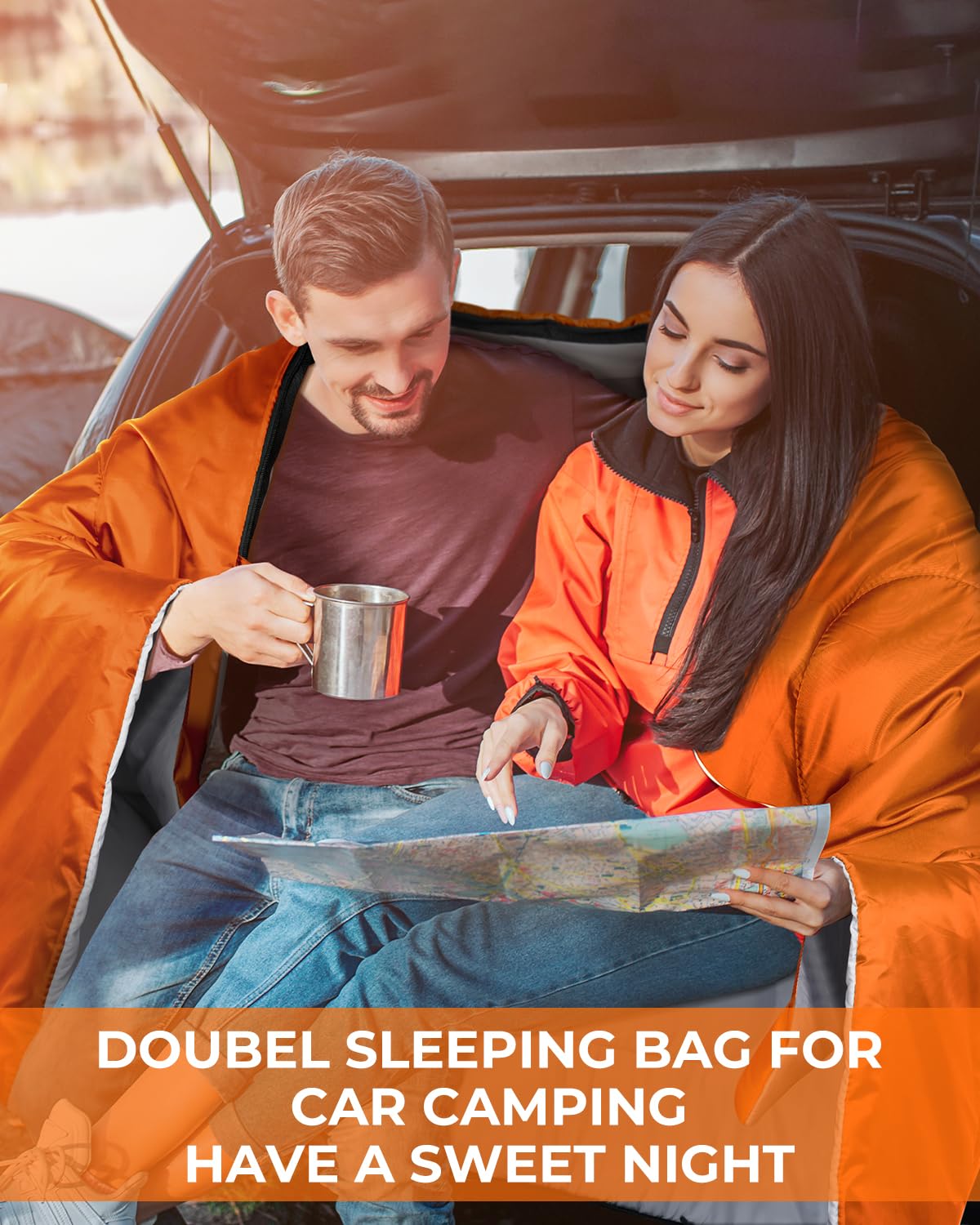 Sleeping Bag Outdoor Double Sleeping Bag - Ohuhu Blanket Sleeping Bag Winter for Adults 2 People and Carrying Bag, Comfortable Temperature for Outdoor Camping