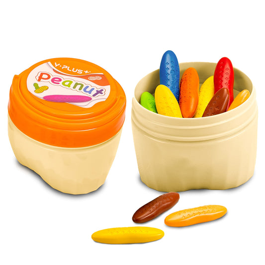 YPLUS Peanut Crayons for Toddlers with Bucket, 24 Colors Crayons for Kids with Box, Washable Crayons for Toddlers, Painting Supplies