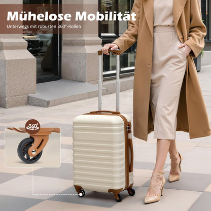 COOLIFE suitcase trolley made of ABS hard shell, with 4 wheels and TSA lock. The suitcase includes 1 travel bag and 1 toiletry bag.