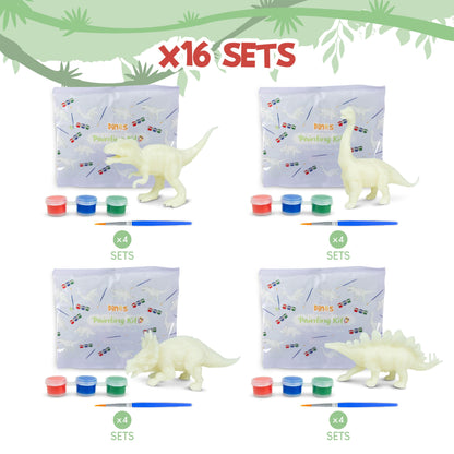 BONNYCO Dinosaur Party Favors for Kids Birthday, 16-piece Art Set. Ideal for goody bags, pinata fillers, and crafting activities for boys. Great small gifts for children.