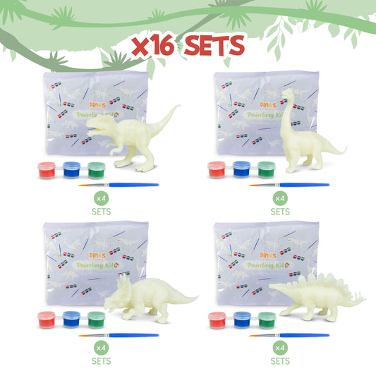 BONNYCO Dinosaur Party Favors for Kids Birthday, 16-piece Art Set. Ideal for goody bags, pinata fillers, and crafting activities for boys. Great small gifts for children.