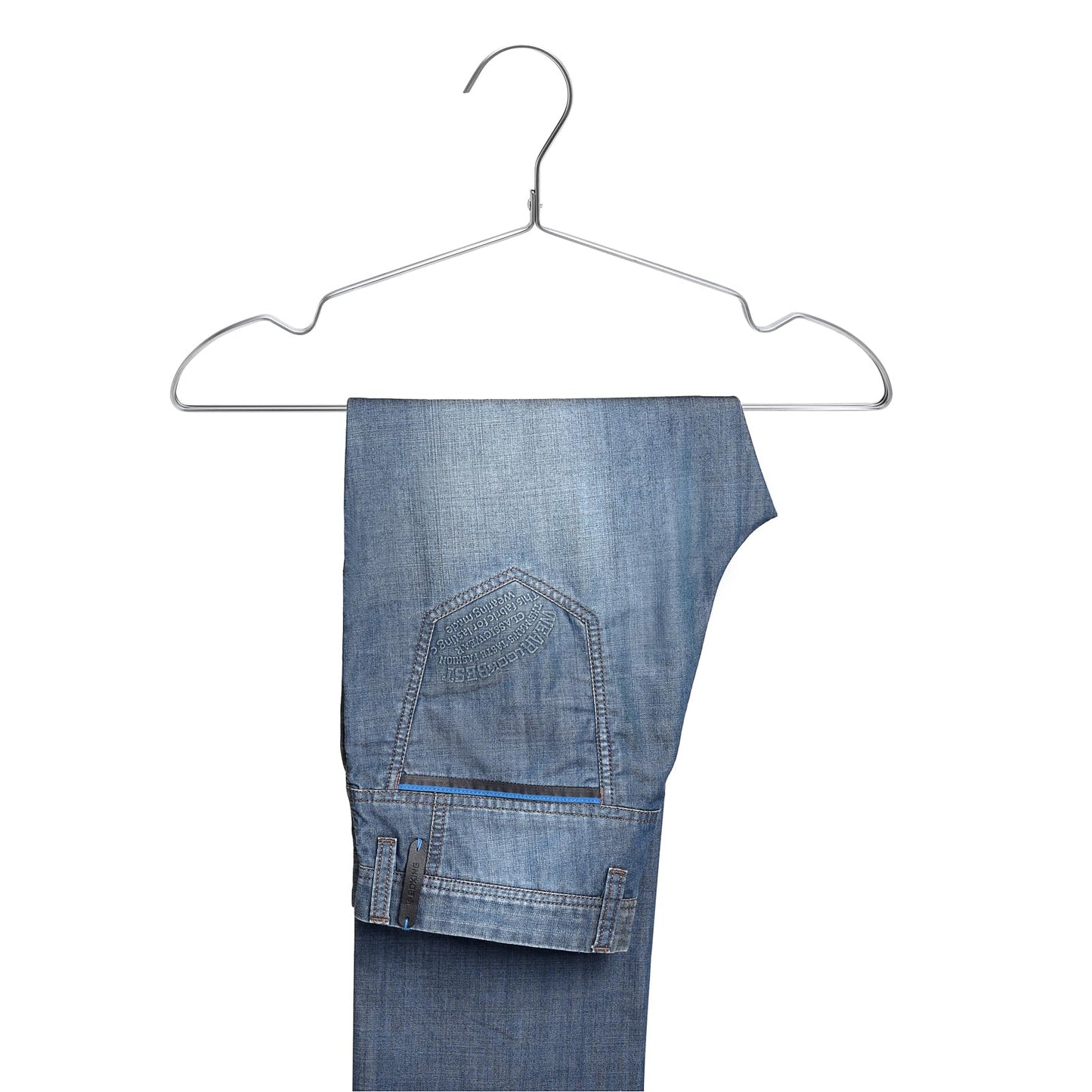 Amber Home 20 Pack 42cm Lightweight Aluminum Iron Hangers, Matte Silver Metal Hangers with Non-Slip Groove for Suit T-Shirt Shirt Jacket Dress Pants, Sturdy and Lightweight.