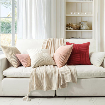 MIULEE 2 Pack Pillow Covers 50x50cm Rose Cushion Cover Pillowcases Throw Pillow Case Boho Couch Pillow Cord Decorative Accent Pillow Cover for Sofa