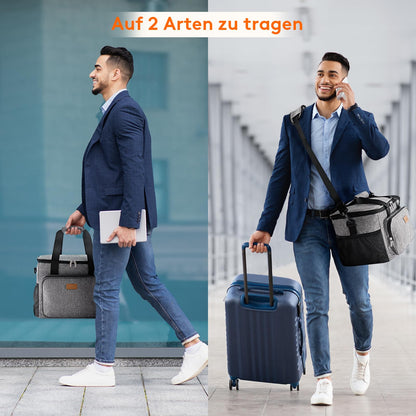 Lifewit 24L small cooler bag on the go, insulated lunch bag foldable for men and women, waterproof thermal bag shoulder bag for food, beer, medication, work, beach, travel, gray.