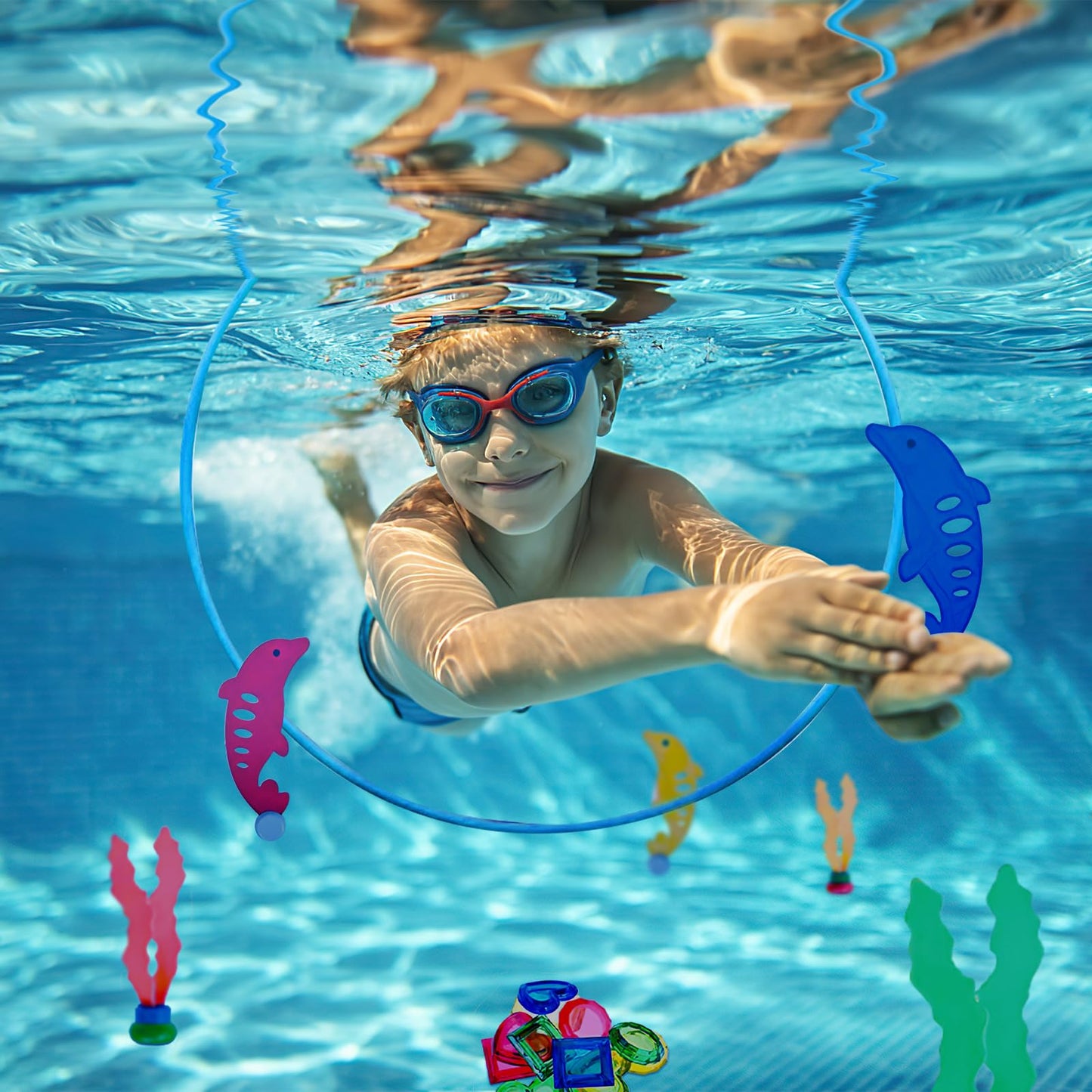 Pool toys for 5 6 7 8 9 year old boys girls, diving rings kids set pool toys pool party gift 5-12 years old swimming pool water toys outdoor