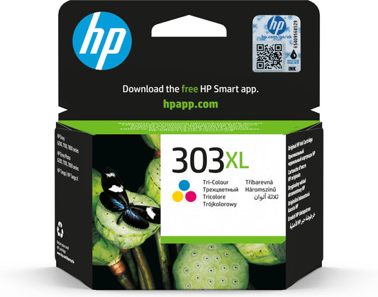 HP 303XL (T6N03AE) Original Color Printer Cartridge with high page yield for HP ENVY 6200, 7100, 7134, 7220e, 7221e, 7224e, 7800, 7900e HP Tango Printer.