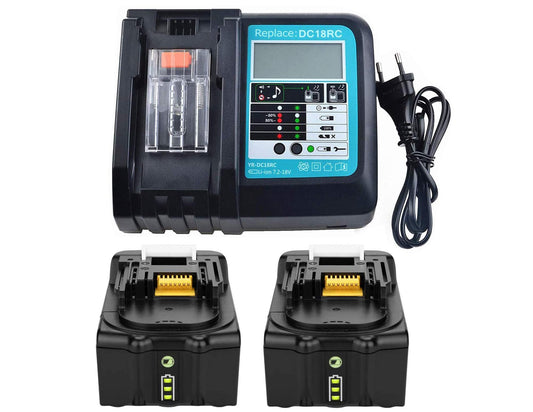2 pieces of 18V 5.0Ah battery with charger for BL1850 BL1830 BL1840 BL1860 18 Volt LXT tool battery DC18RA DC18RC