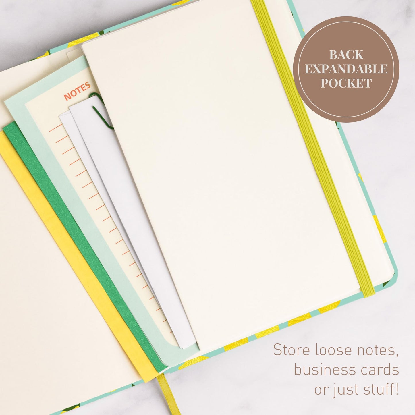 Riley's & Co. dotted notebook, 20.3 x 15.2 cm, hardcover, motivation journal, lemon yellow.