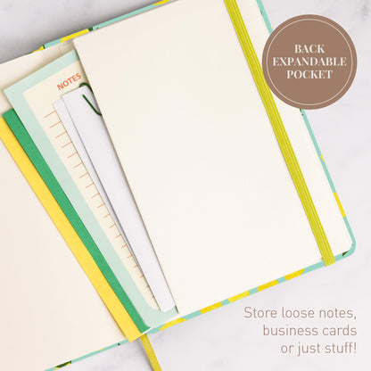 Riley's & Co. dotted notebook, 20.3 x 15.2 cm, hardcover, motivation journal, lemon yellow.