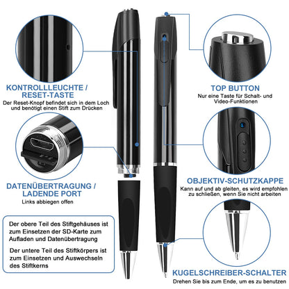 FINSUI Mini Camera 32GB 1080P Surveillance Camera Portable small surveillance camera pen camera camera for home office business meetings with 5 ink fills