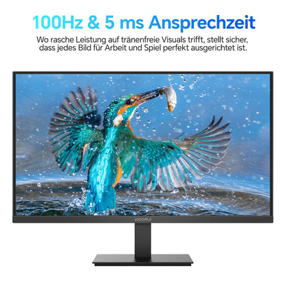 KOORUI E2412F 24-inch monitor, FHD 1920 x 1080 100Hz PC monitor, HDMI 1.4, eye care screen, 5ms GtG, tilt angle of 5° to 15°, VESA 100 x 100mm.