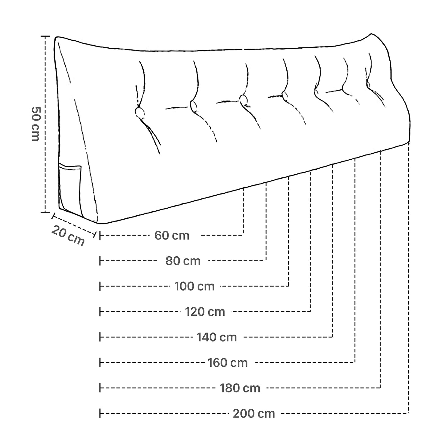 VERCART back cushion wedge cushion backrest pillow for bed sofa headboard padded bed pillow wall pillow sofa cushion large back cushion couch cushion decorative pillow corduroy azure blue 80cm