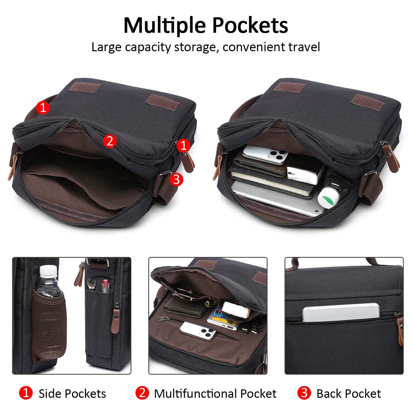 DORRISO fashion shoulder bag for men, elegant shoulder bag for 12.9 inch laptop, messenger bag for casual travel and school. Green men's shoulder bag.