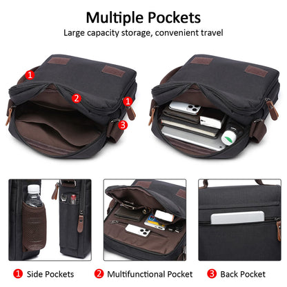 DORRISO fashion shoulder bag for men, elegant shoulder bag for 12.9 inch laptop, messenger bag for casual travel and school. Green men's shoulder bag.