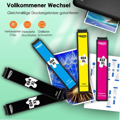 604XL Multipack compatible ink cartridges for Epson 604 printers, including Expression XP-3200/3205/4200/4205/2200/2205 and Workforce WF-2910/2930/2935/2950. This 10-pack offers quality prints at a great value.