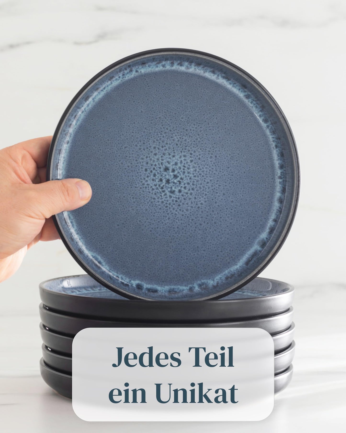 Stoneware dinnerware set for 12 people Ibiza 36 pieces. AWARD WINNER, Dreamy Mediterranean Stoneware Dinnerware Set, bowl and plate set, tableware for 12 people, dish sets Pure Living in smokey blue.