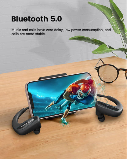 CYBORIS waterproof swimming headphones, Bluetooth in-ear IPX8 MP3 headphones 16GB - With bone conduction waterproof speakers, wireless sport headphones for running, diving, swimming