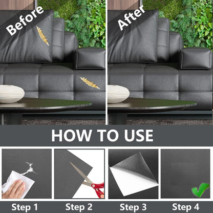 GELAISI artificial leather self-adhesive 60*200cm gray leather patch kit self-adhesive leather patches, leather-look film decorative film furniture film wallpapers leather repair upholstery for cabinet leather bag car seat sofa