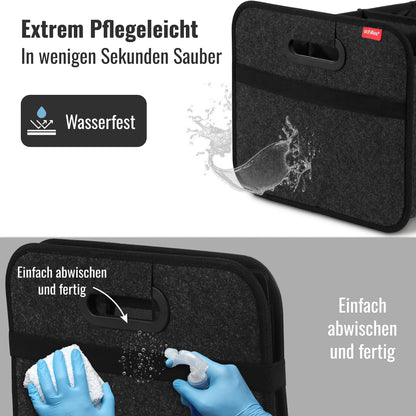 Achilles Car Folding Box XL - Felt Trunk Bag with Large Storage Space - Shopping Bag - Storage Box for Organized Storage (Anthracite)