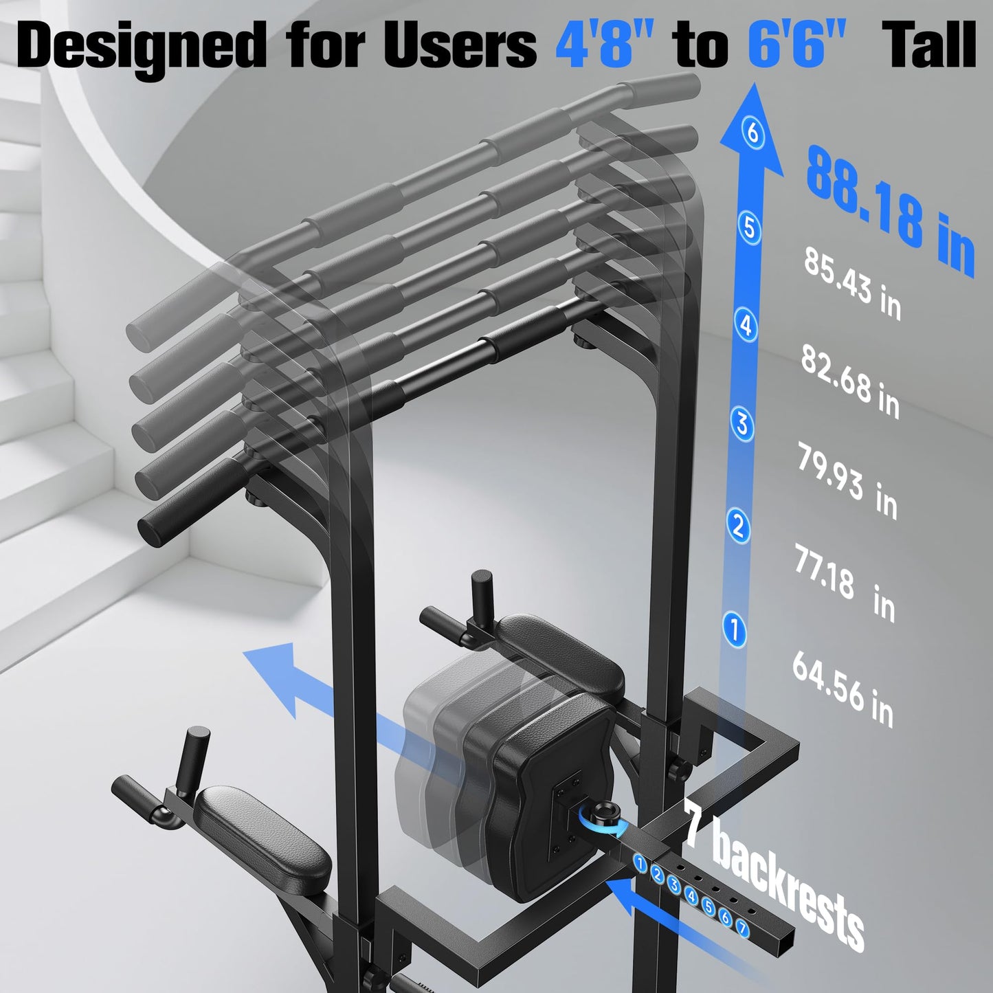 Sportsroyals Power Tower, Dip Station, Pull-Up Bar for home fitness gym strength training equipment, 204 kg.