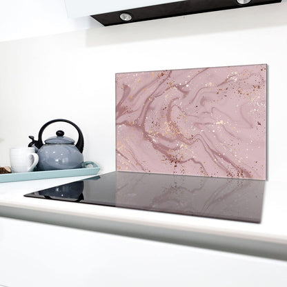 Stove cover 80x52 cm 1-piece ceramic hob cover induction stove protector splash guard glass plate decoration cutting board, marble pink