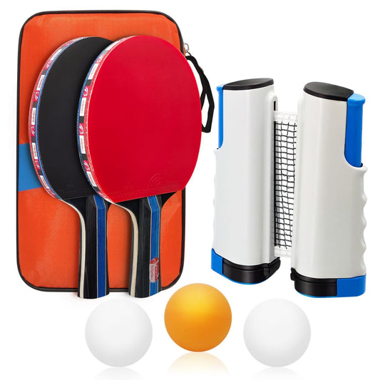 Baozun Table Tennis Racket Set, Table Tennis Set with 2 rackets, 3 balls, Extendable table tennis net, and bag.