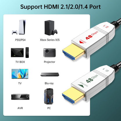 FeizLink 8K HDMI Fiber Optic Cable 12M, HDMI 2.1 Cable 48Gbps High-Speed, 8K@60Hz 4K@120Hz Dynamic HDR eARC Dolby, Compatible with Blu-ray/TV Box/HDTV/Projector/Game Console/AVR.