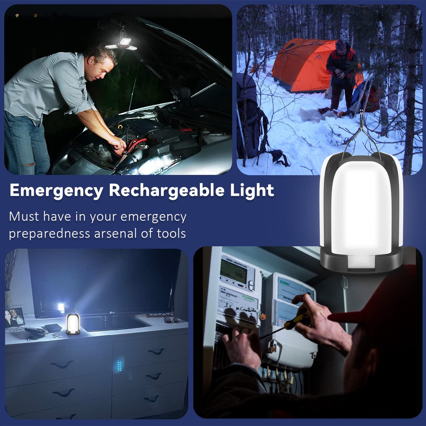 Portable camping lamp - camping equipment, LED camping lantern mini foldable, outdoor lamp for the garden, tent lamp camping light for camping, hiking, caravan, emergency light for blackout emergency