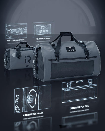 IRON JIA'S motorcycle bag luggage roll waterproof tail bag saddle bag travel bag with roll-sealed shoulder straps suitable for cycling camping water sports gray-30L